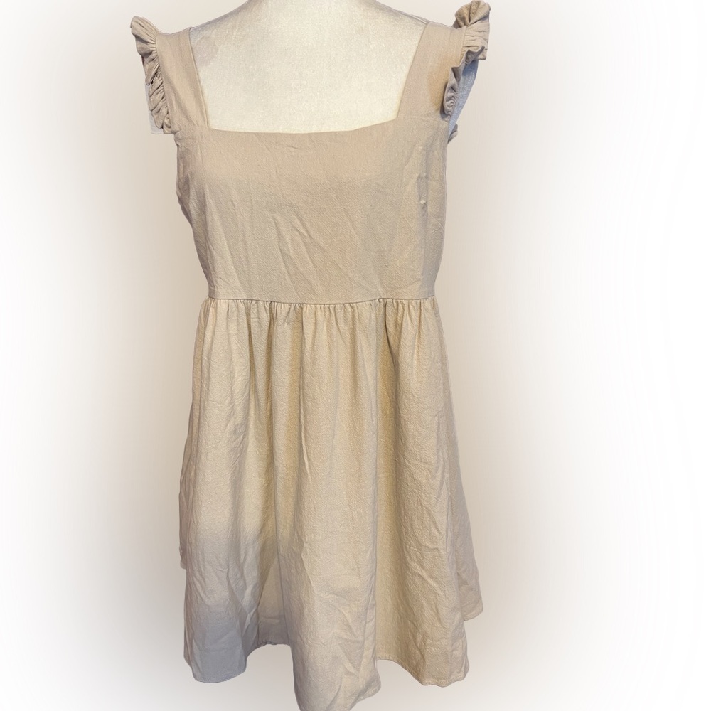 Host Pick NWT Nasty Gal Linen Mini Dress Frill Shoulder 6